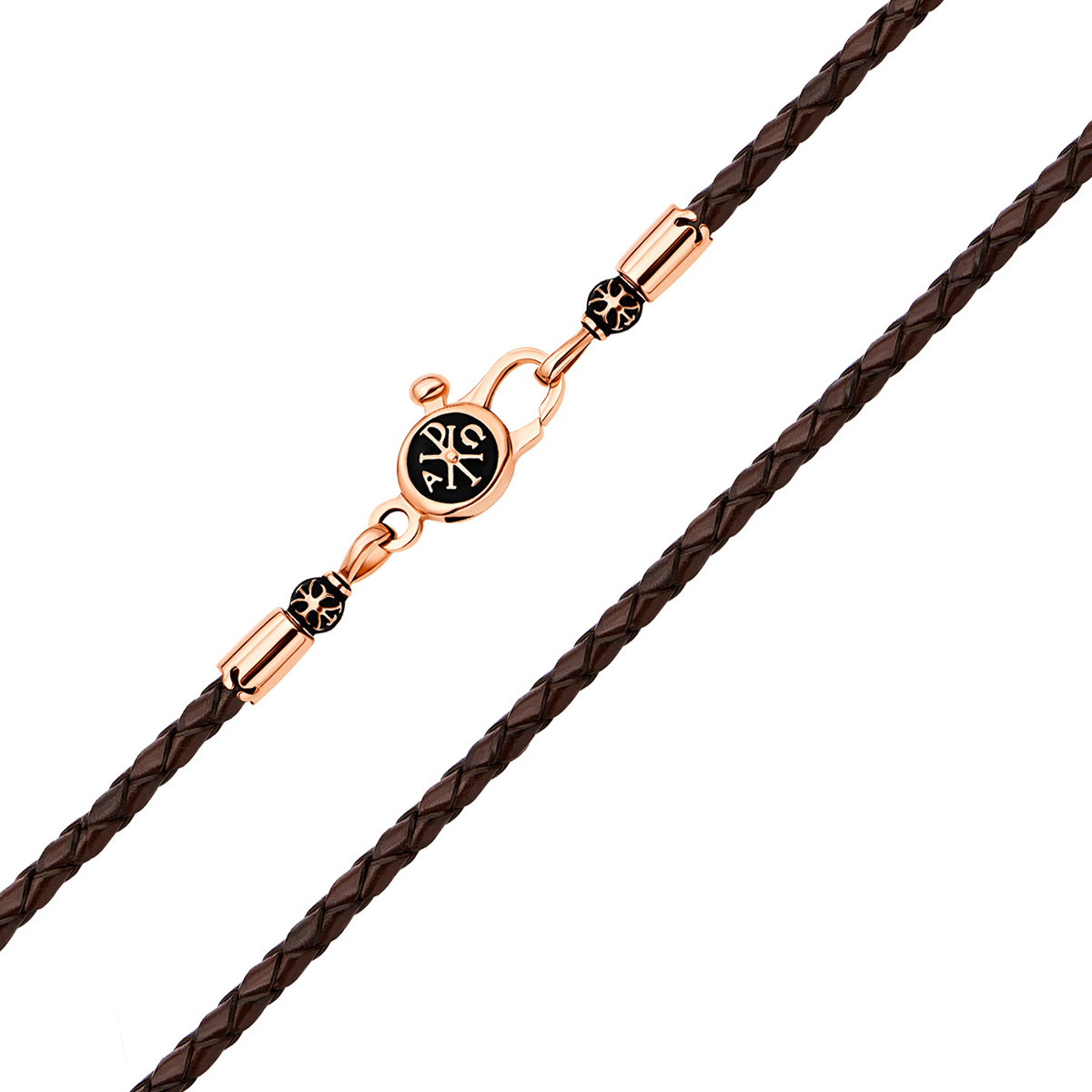 

Шнурок из кожи и золота с символами на замочке 000133077 45 размера