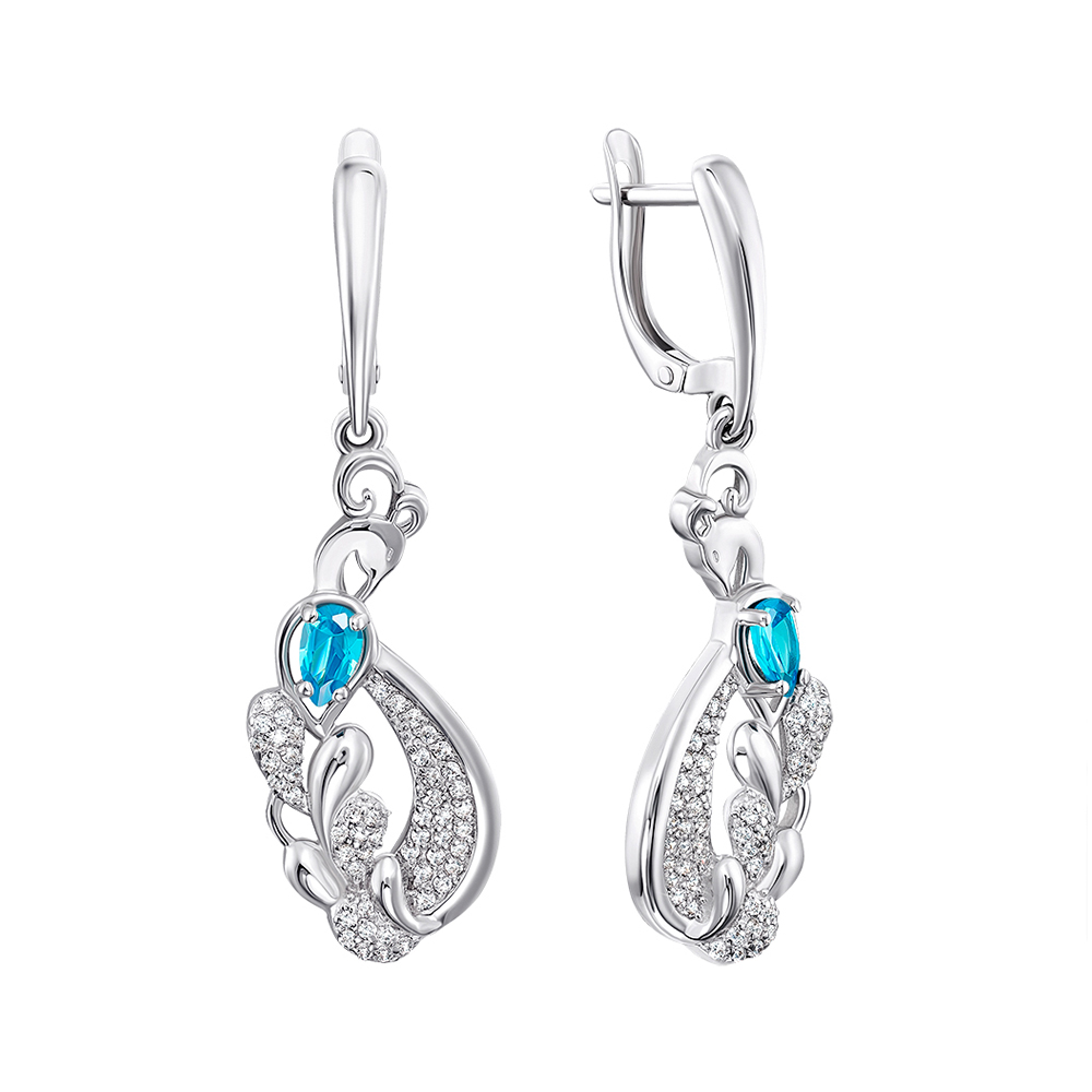 

Серебряные серьги-подвески с фианитами 000146624