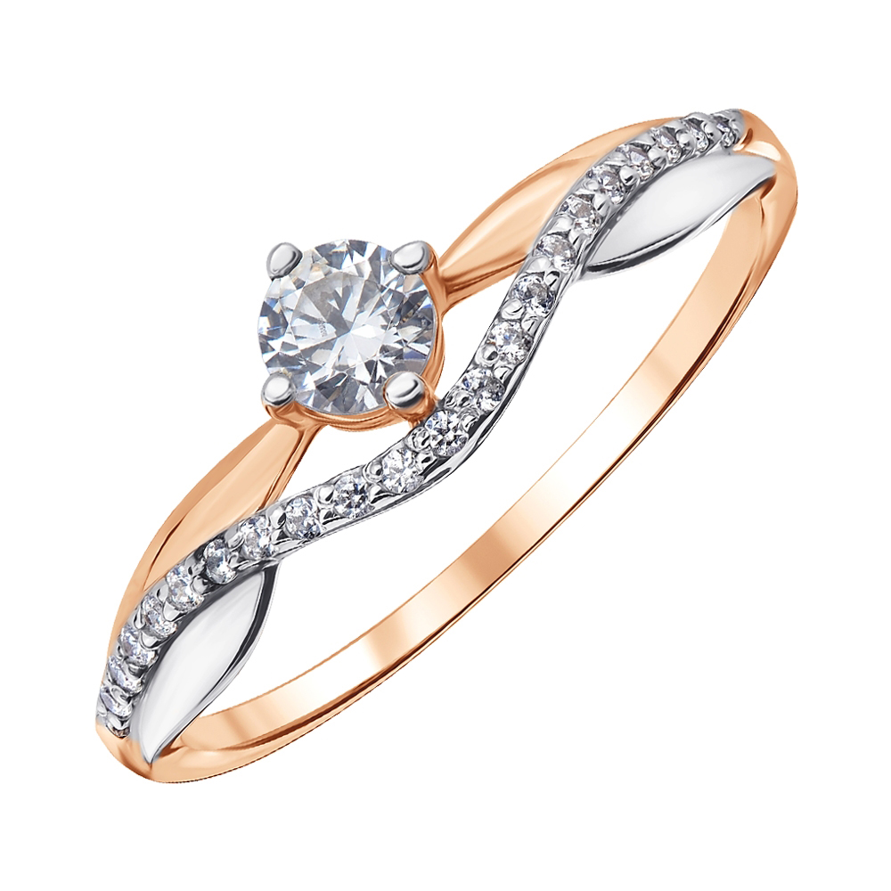 

Золотое кольцо в комбинированном цвете с фианитом S Zirconia 000140062 18.5 размера