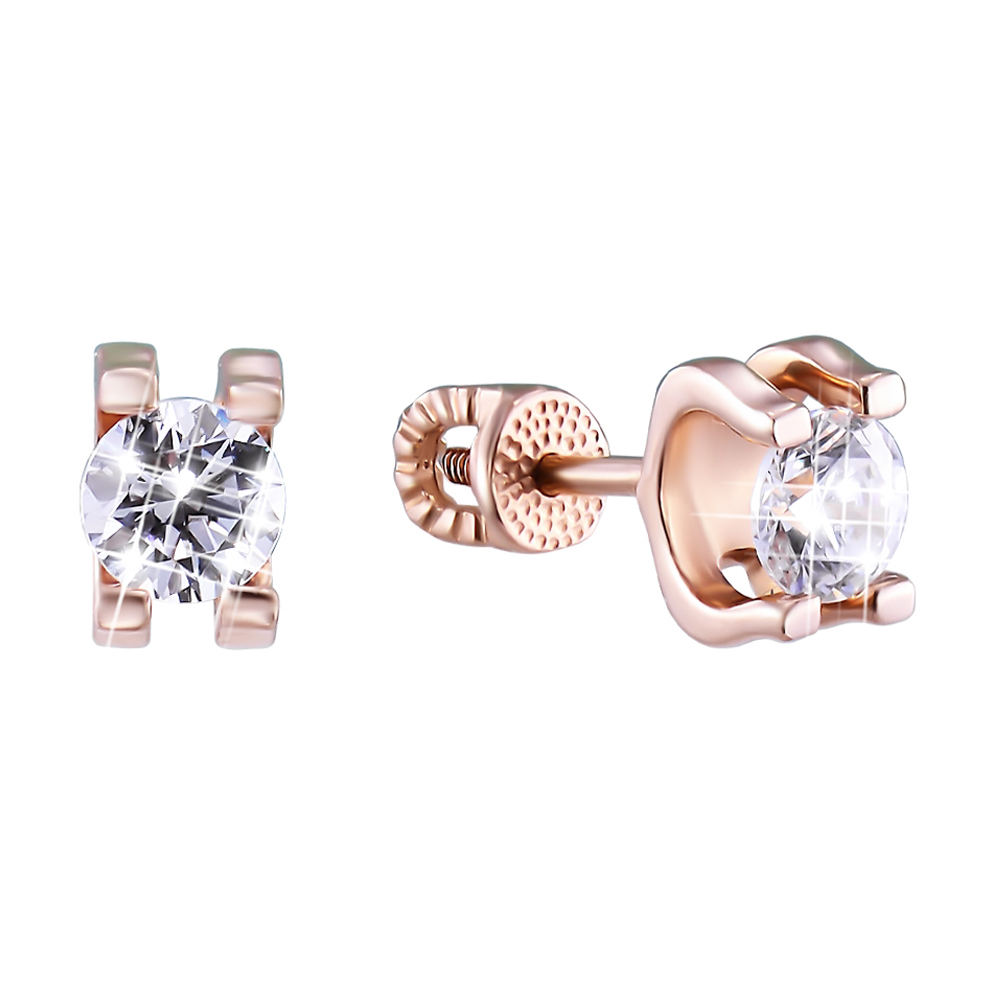 

Серьги-пуссеты из красного золота с фианитом S Zirconia 000140071