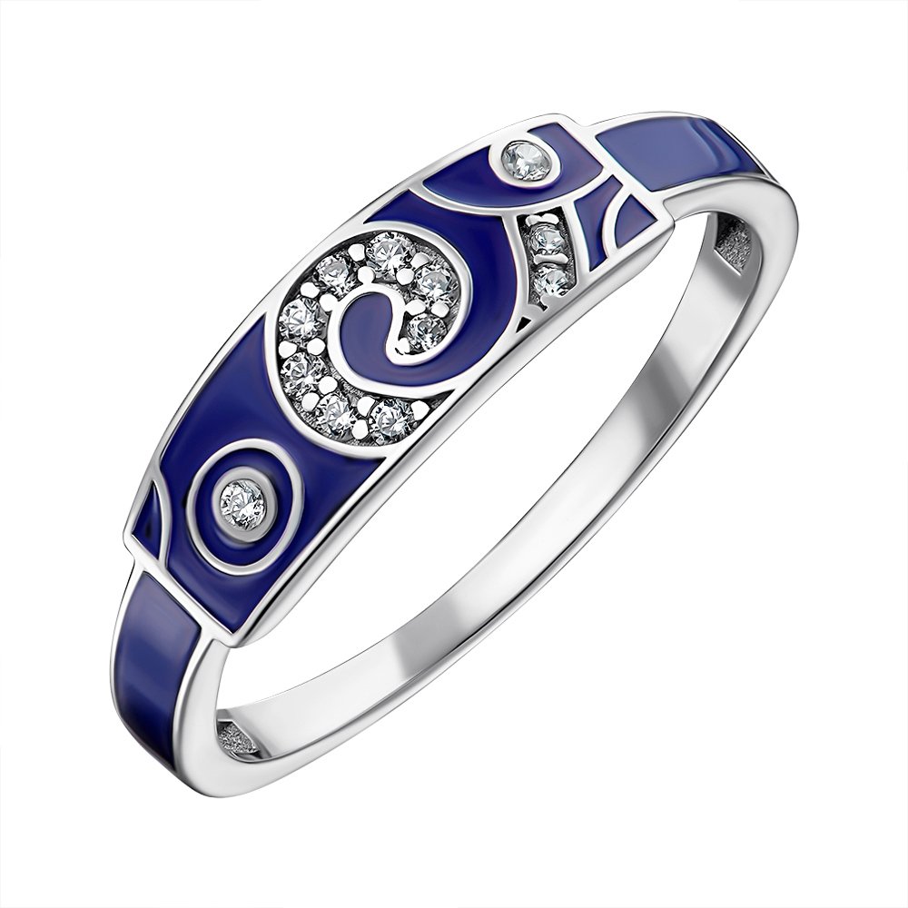 

Серебряное кольцо с эмалью и фианитами 000148628 16 размера