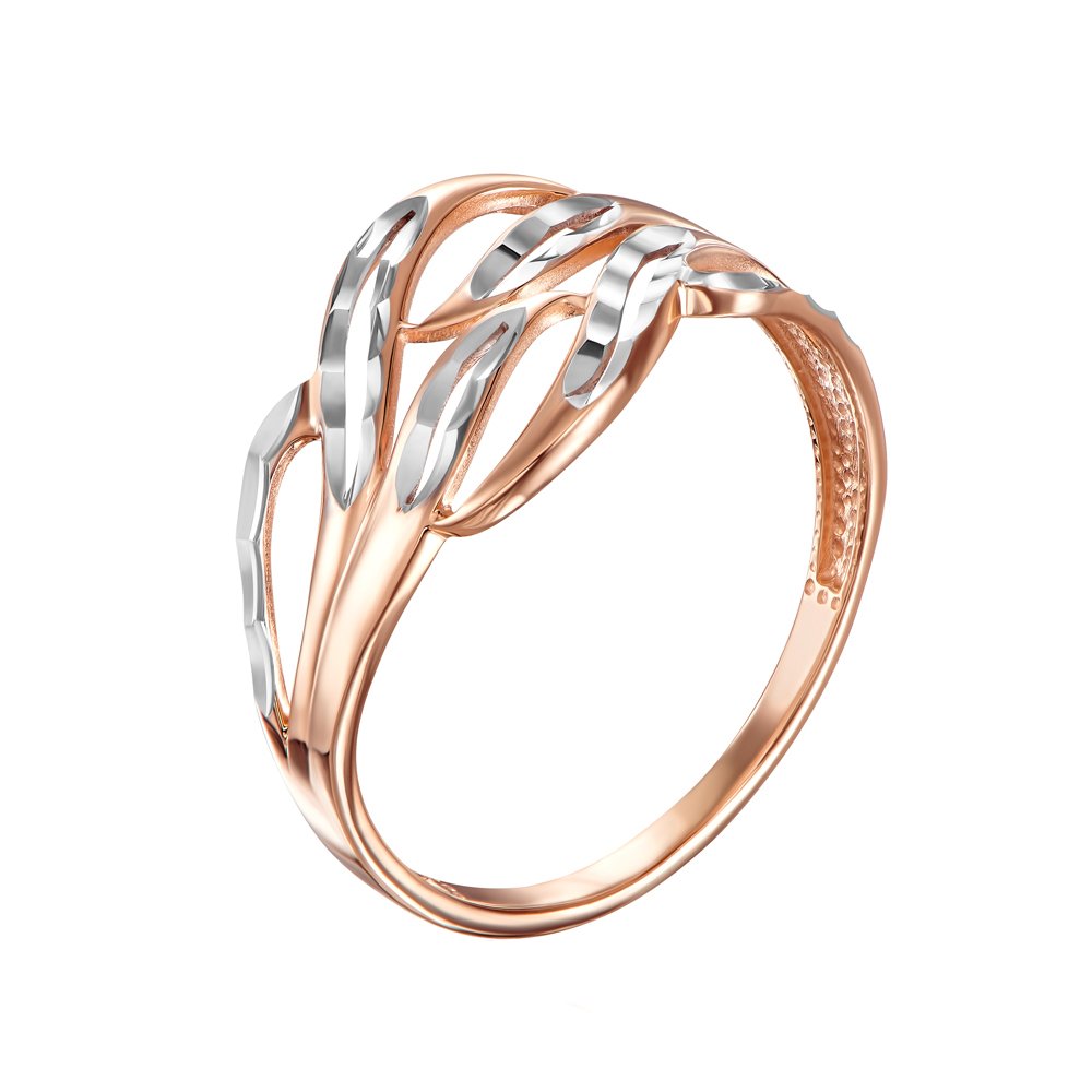 

Золотое кольцо в комбинированном цвете с алмазной гранью 000113465 18 размера