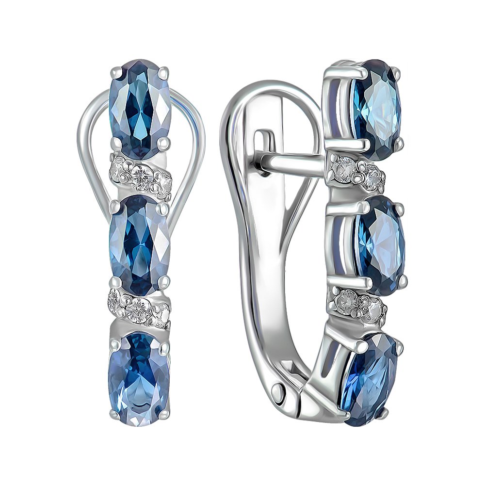 

Серебряные серьги со шпинелью и фианитами 000150748