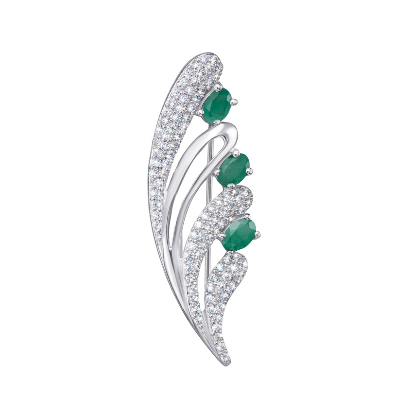 

Серебряная брошь с изумрудами и фианитами 000135372