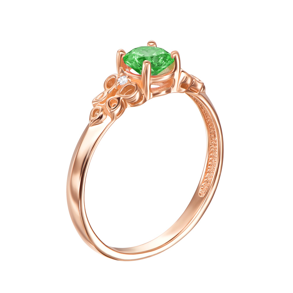 

Кольцо из красного золота с зеленым и белыми фианитами S Zirconia 000133921 17.5 размера