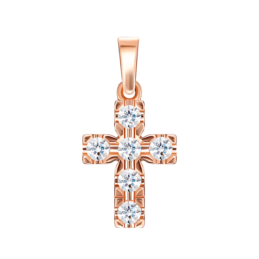 

Декоративный крестик из красного золота с фианитами S Zirconia 000134335