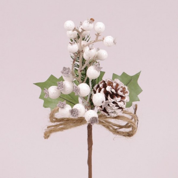 

Веточка новогодняя с белыми ягодками 12шт/уп Flora 75858 (NAT07841)