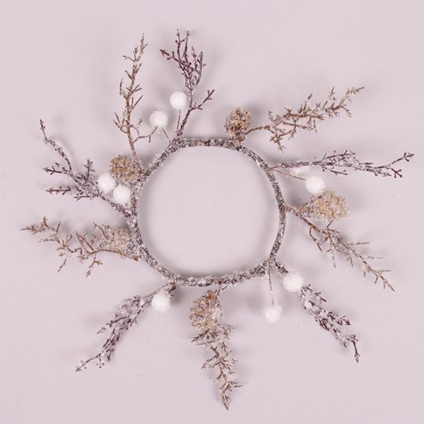 

Веночек Новогодний заснеженный с белыми ягодками 25 см. 12шт/уп Flora 75866 (NAT07850)