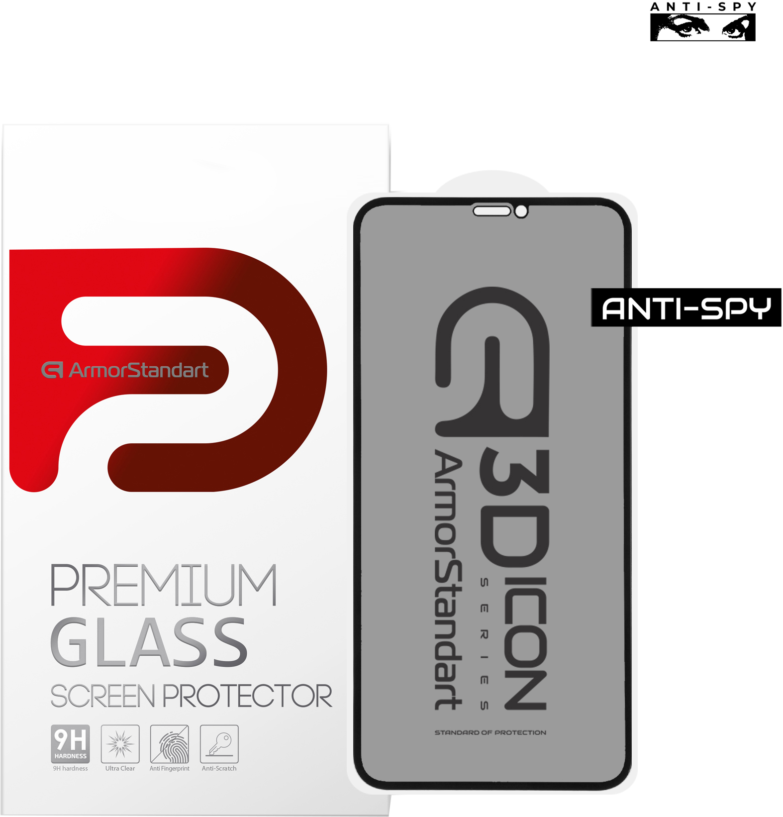 

Защитное стекло ArmorStandart конфиденциальное Icon 3D для Apple iPhone 12 Pro Max Black