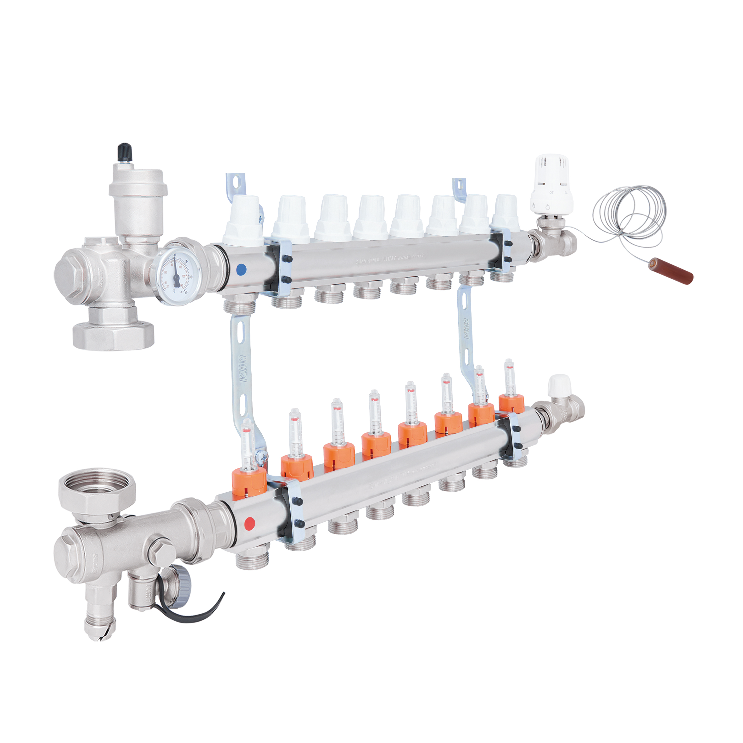 

Коллекторная группа Icma 1" 8 выходов, с расходомером №A3K013