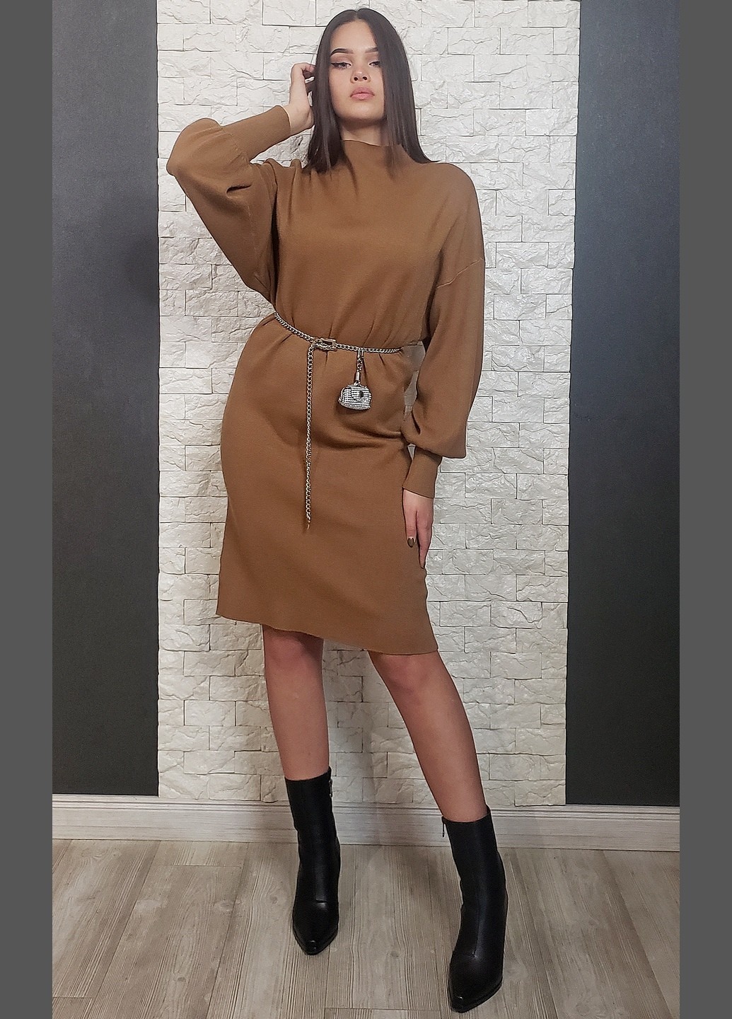 

Платье Lara коричневый - 44-289, Платье Lara коричневый L-XL 44-289