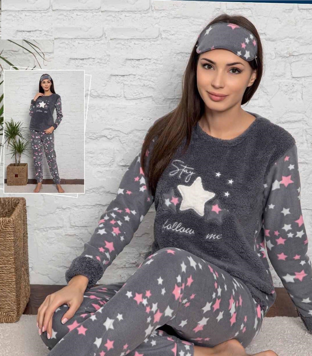 

Теплая женская пижама (кофта+брюки) Follow Me XL Серая