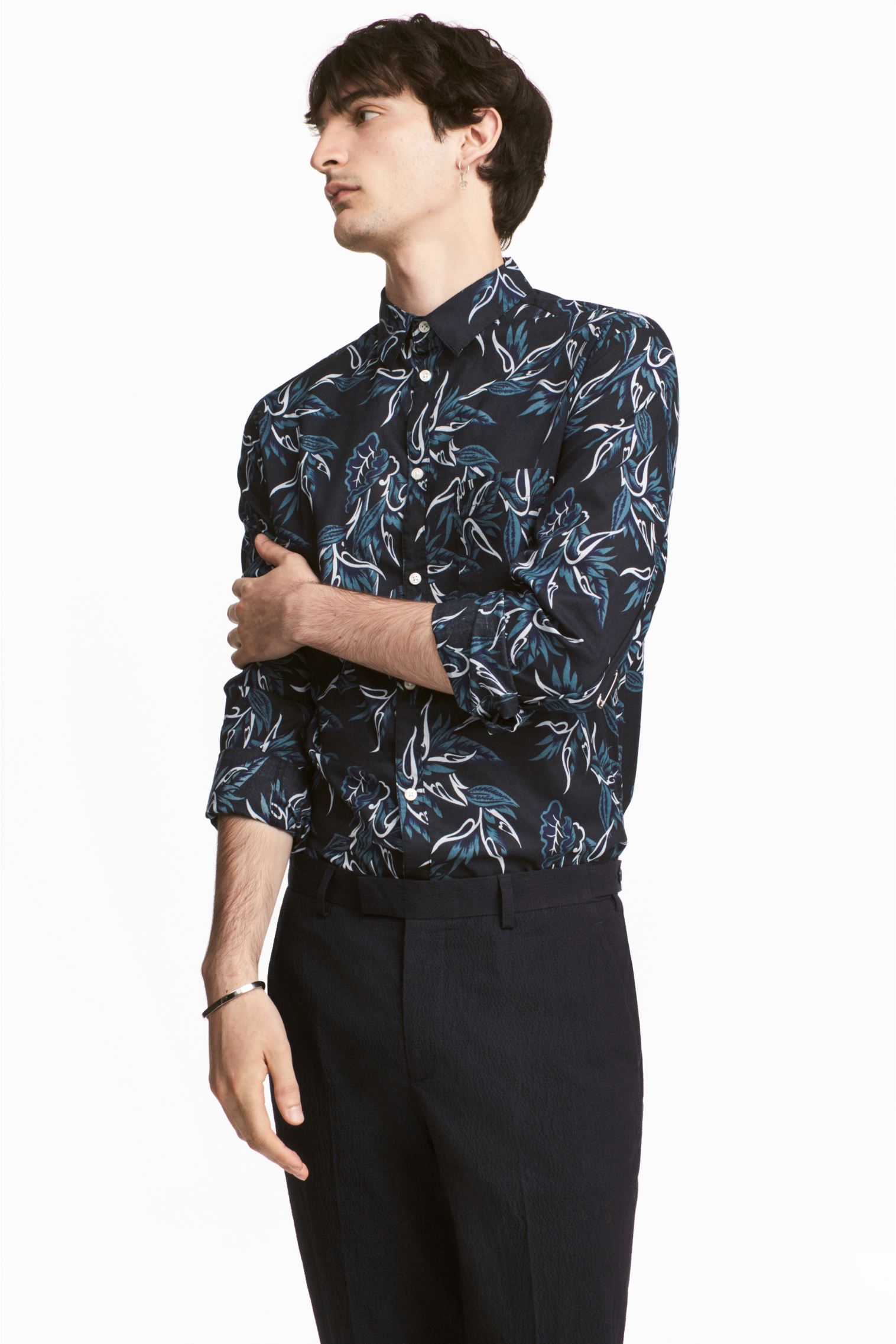 

Рубашка H&M XS темно-синий с рисунком 5016196RP12_темно-синий с рисунком