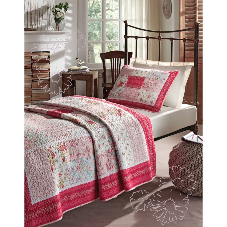 

Покрывало с наволочкой Karaca Home Bonny Patchwork хлопок 90% полиэстер 10% 180*260 (8314)
