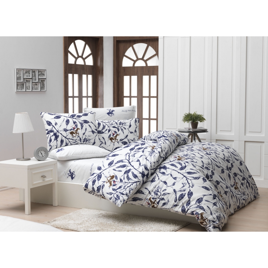 

Постельное белье Beverly Hills Polo Club ранфорс BHPC 005 Blue полуторный