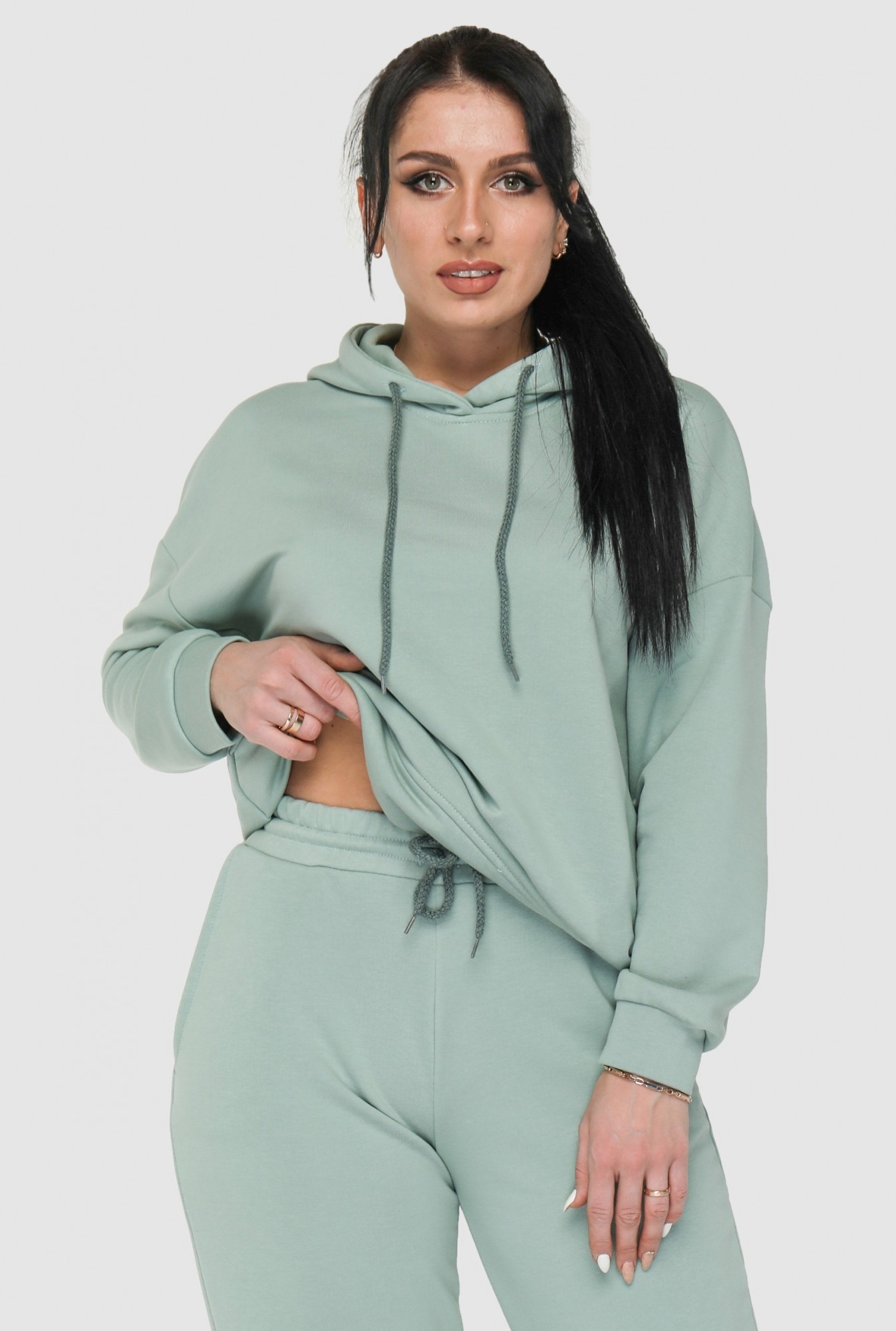 

Худи длинное For women М-311  Оливковый, Худи длинное For women М-311 54 Оливковый