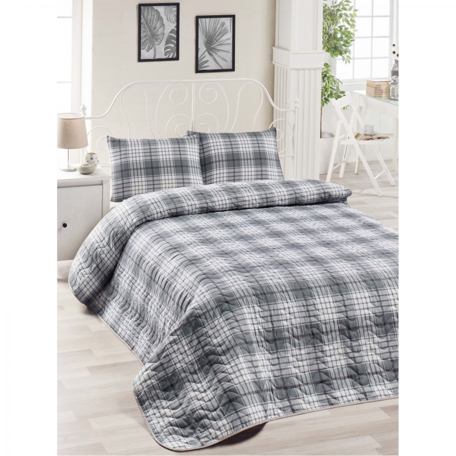 

Покрывало стеганное с наволочками Eponj Home Burberry siyah черный 200*220