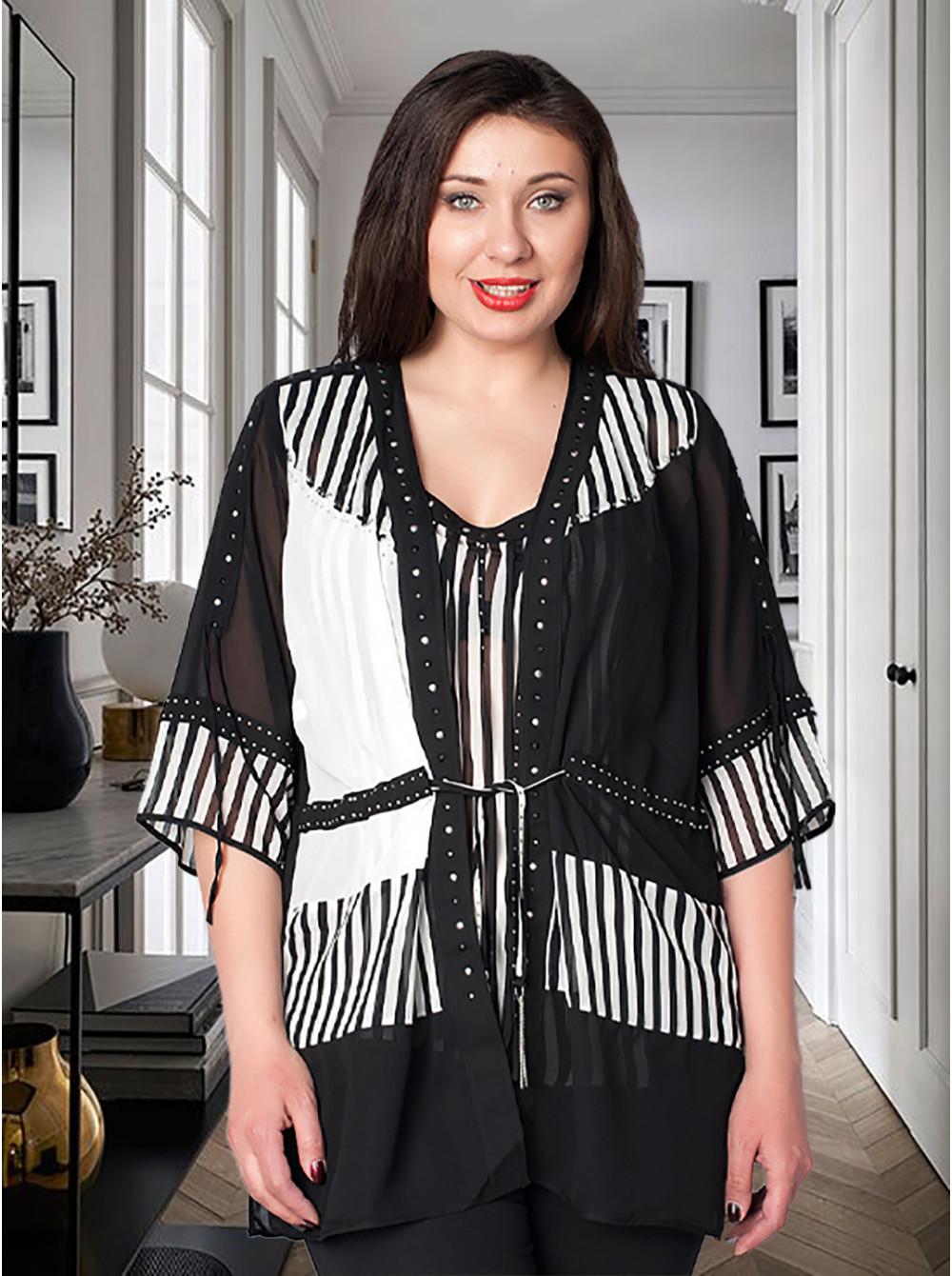 

Блуза Mandis 52 Чорно-біла blz057/XL_eu