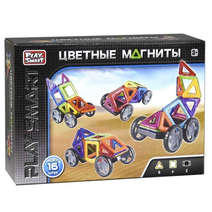 

Магнитный конструктор Play Smart с колесами 16 деталей (2426)