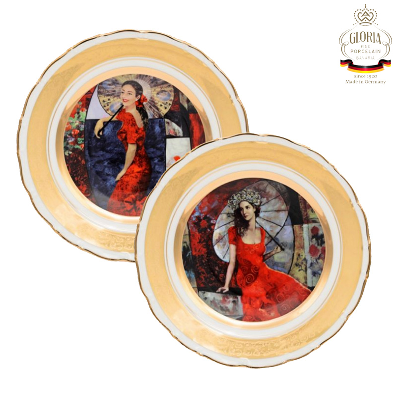 

Набор декоративных тарелок Lady in Red, 2 шт Gloria Porzellan 33004-BR-1736