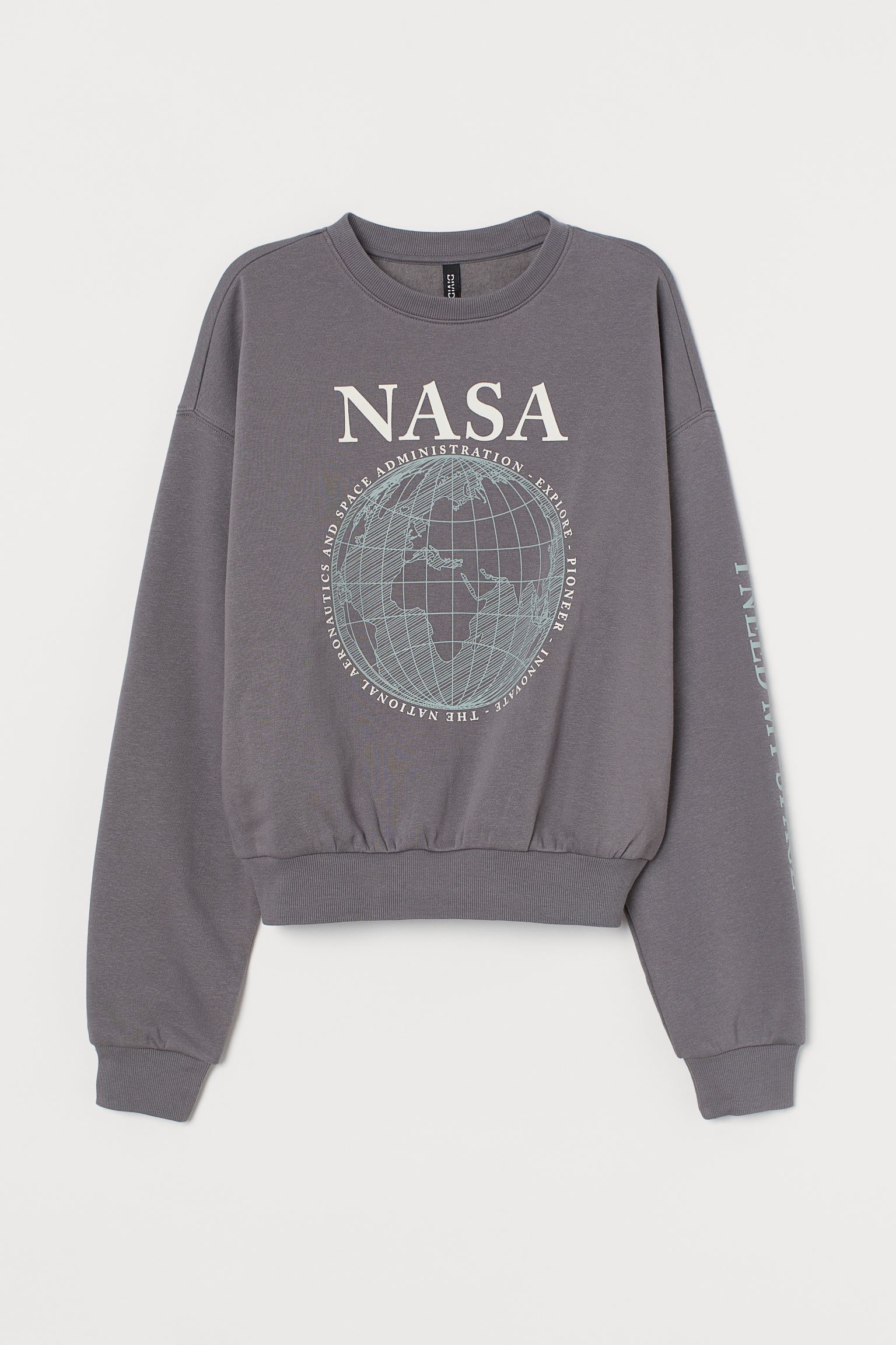 

Свитшот H&M XS серый с принтом 8741132dm_серый с принтом