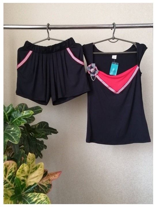 

Комплект Шорты и Футболка для Дома и Отдыха FLEUR Lingerie Двойка Трикотажная 38 (M) Темно-Синий (S 2715)