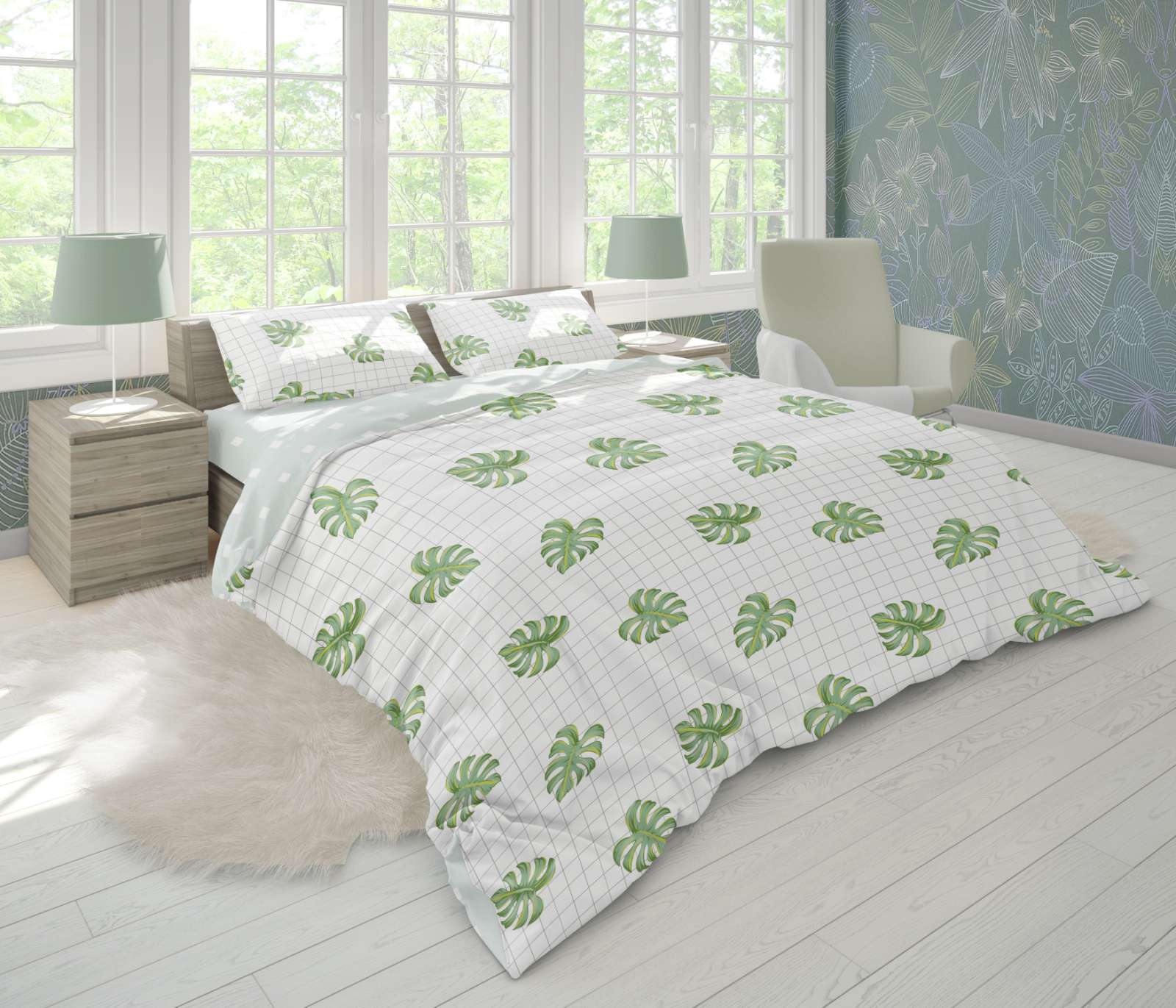 

Комплект постельного белья ТЕП 363 Graphic Leaf (Графический лист) евро 200x215