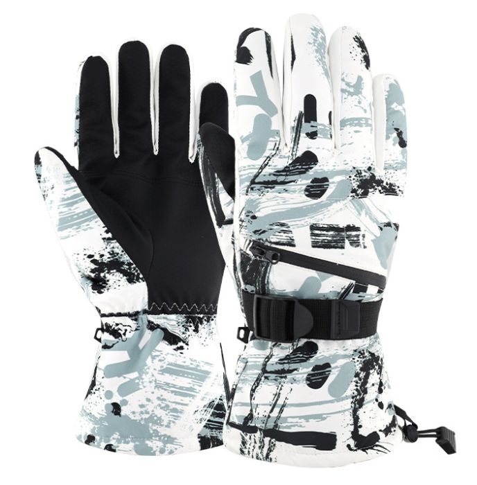 

Зимние непродуваемые велосипедные лыжные перчатки спортивные сенсорные (472782-Prob) L Чёрно белые