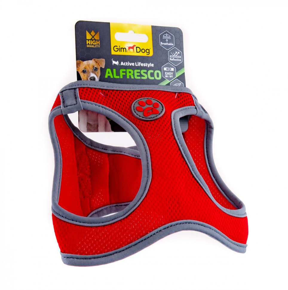 

Шлея для собак GimDog Alfresco неопрен Червона, S 37-40 см