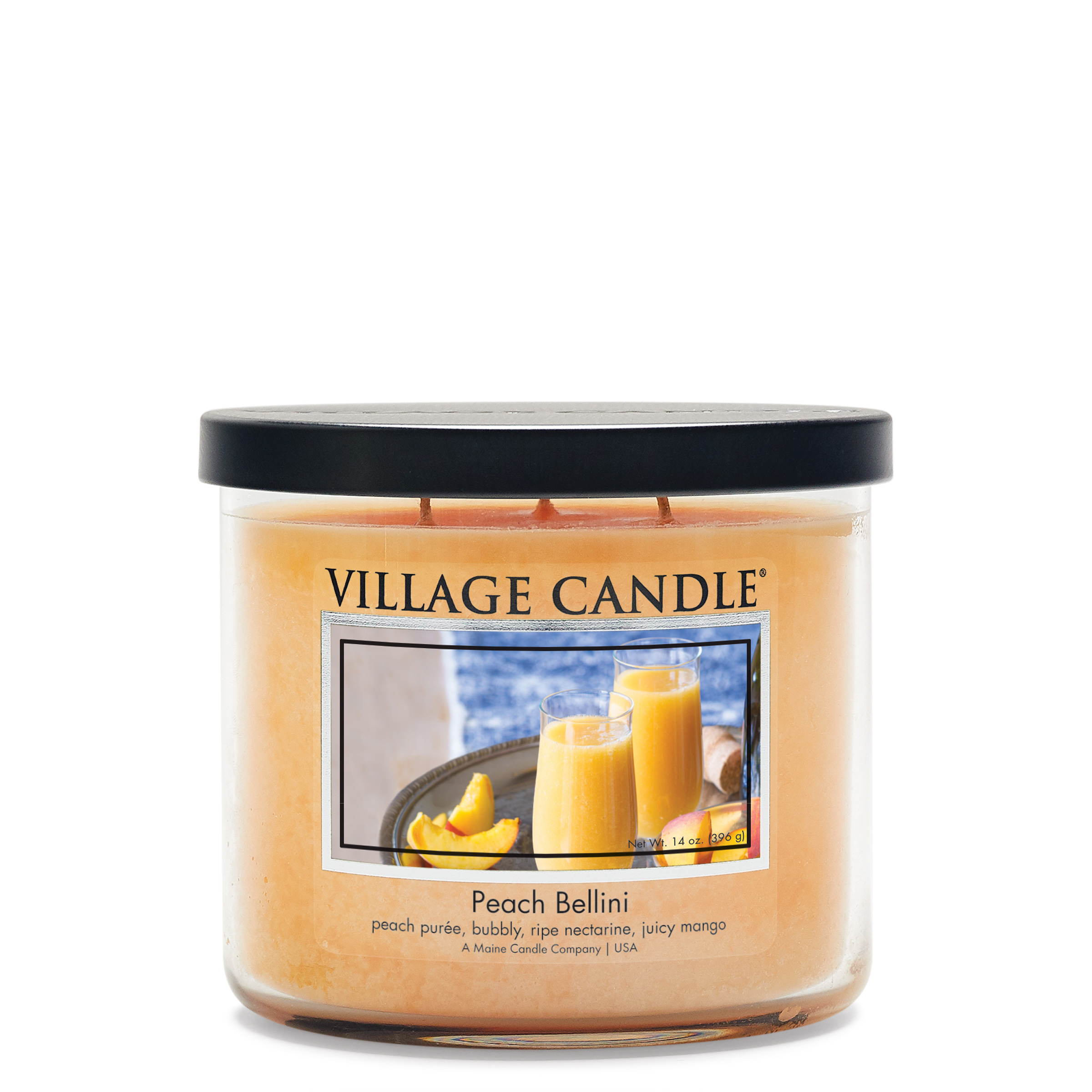 

Свеча Village Candle Персиковый беллини 396г чаша