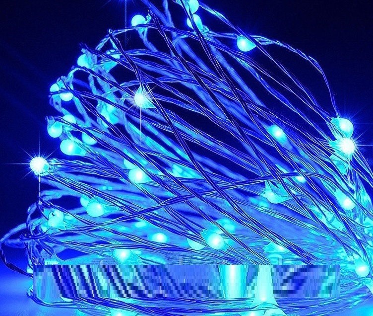 

Гирлянда Xmas 200 Led медная проволока (Капля росы) 20M Синяя от 220V режимы