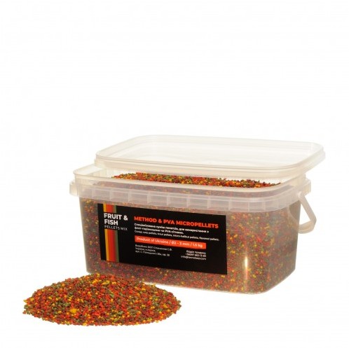 

Пеллетс Method & PVA Micropellets Fruit & Fish Mix 1500 грамм Технокарп арт 80400