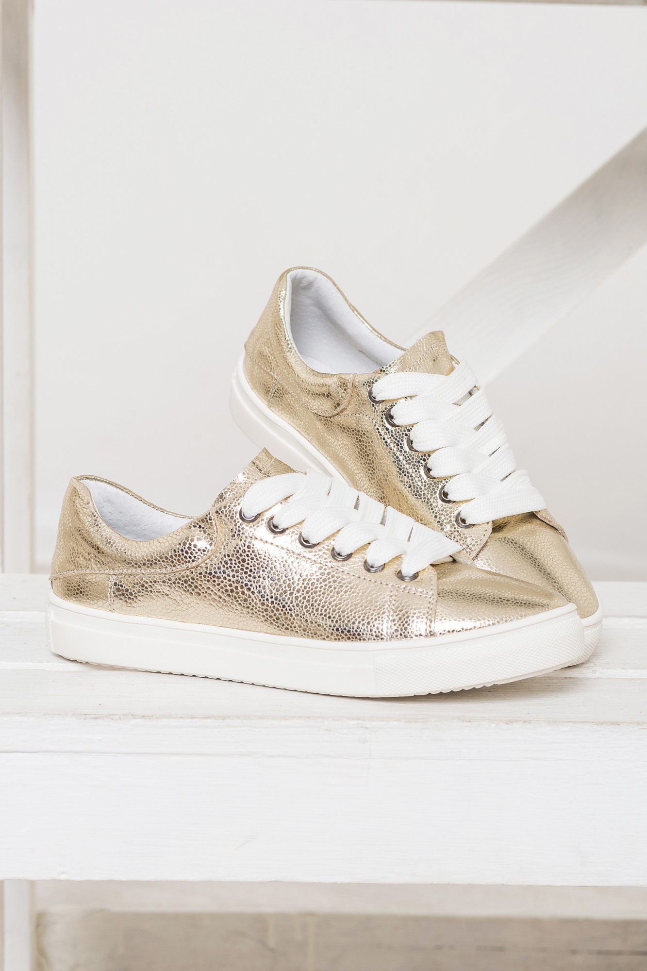 

Кожаные кеды PADUCHINI Alleviare 40 26 см. Золотые