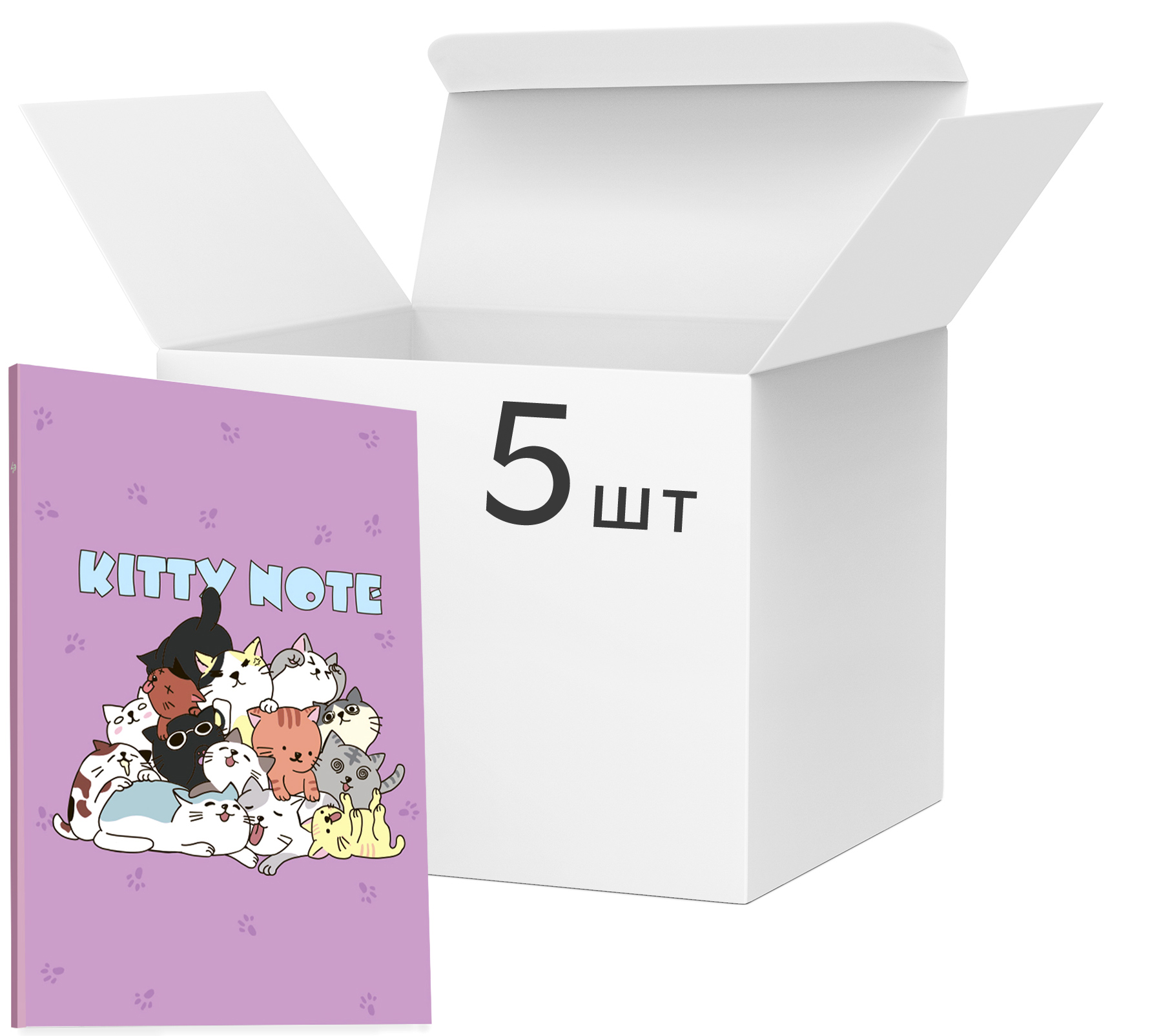 

Упаковка блокнотов 4Profi Kitty note А5 в клетку 40 листов Lilac 5 шт (900077)