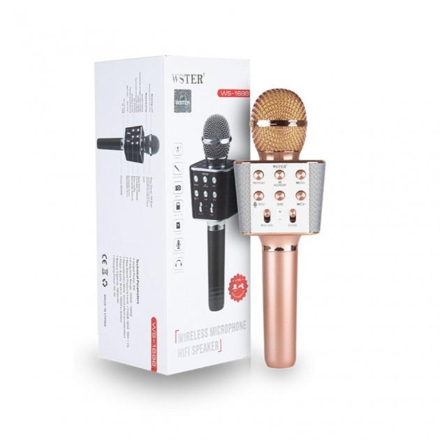 

Беспроводной Bluetooth микрофон для караоке Wster WS-1688 Розовый