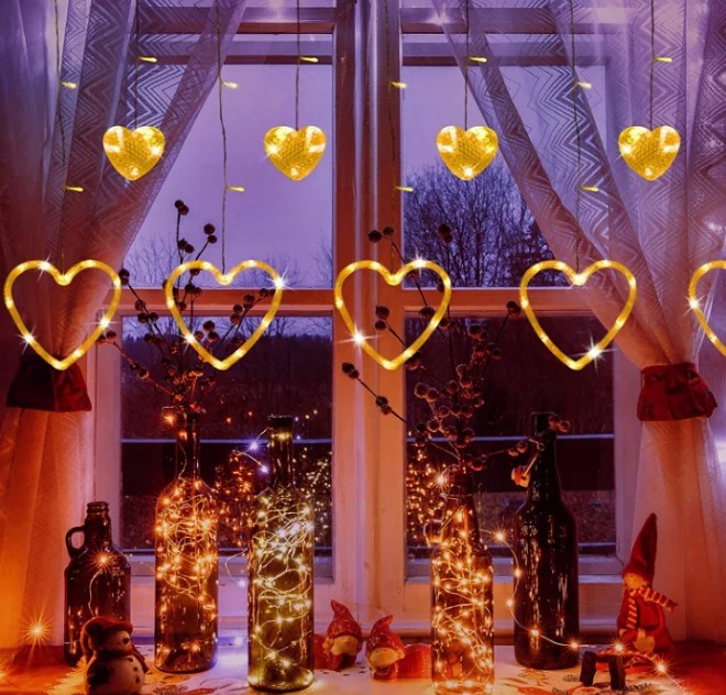 

Гирлянда Штора Lovely 2.5 метра 138 LED ламп 12 Сердечек 220В Warm white (CC18016)