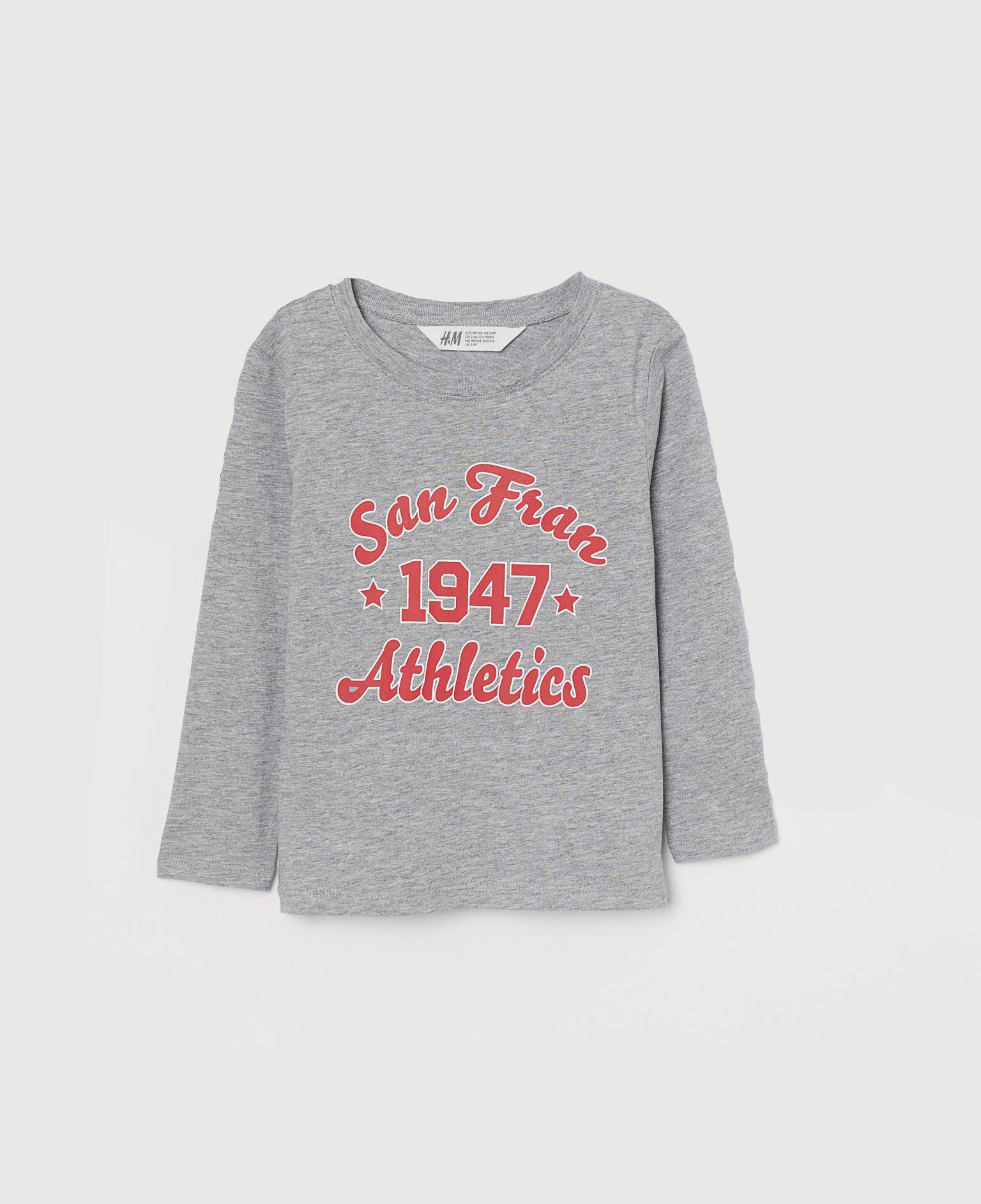 

Лонгслив H&M 110 116см серый надписи 26108731622