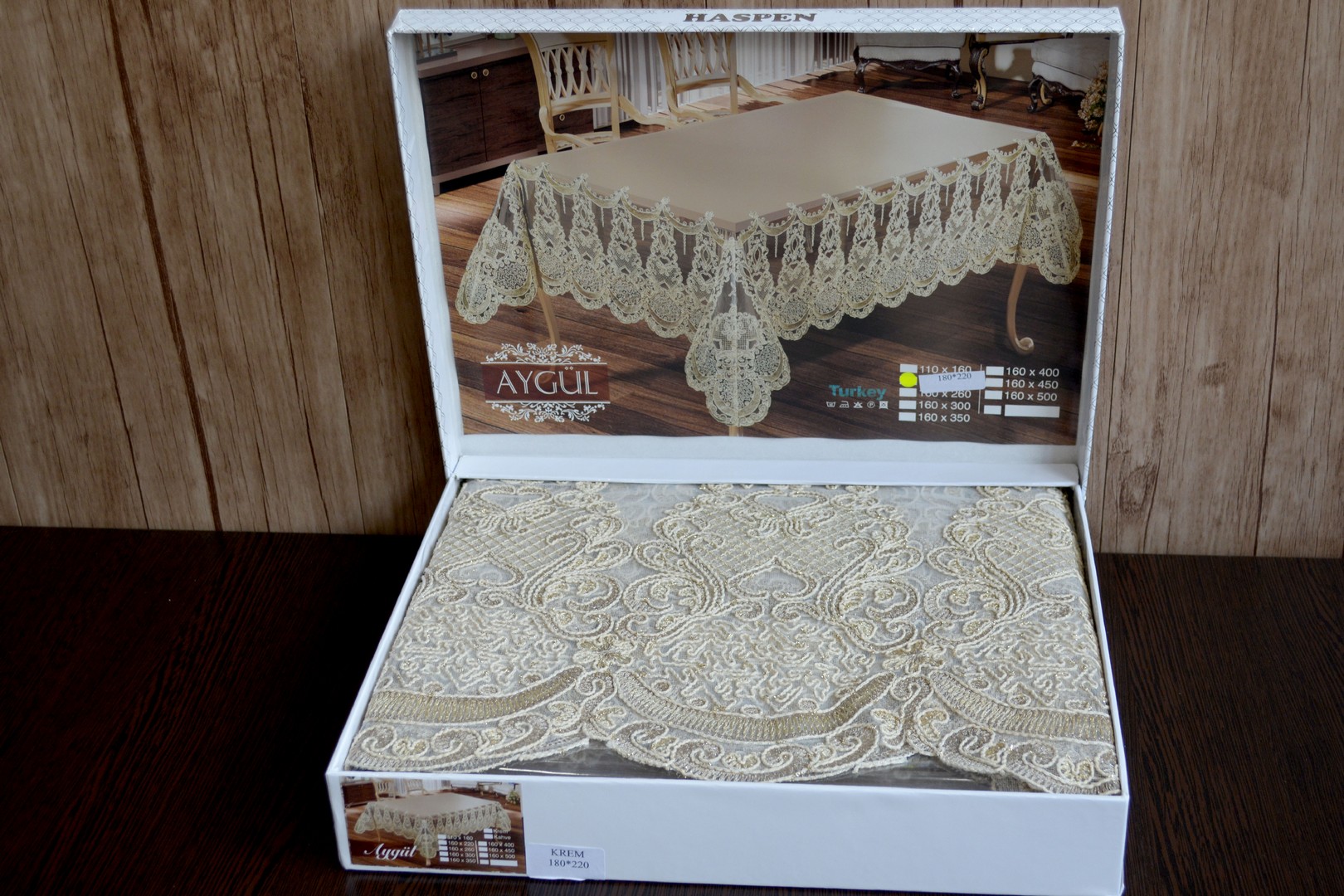 

Силіконова скатертина з мереживом Haspen 160x350 cм Aygul