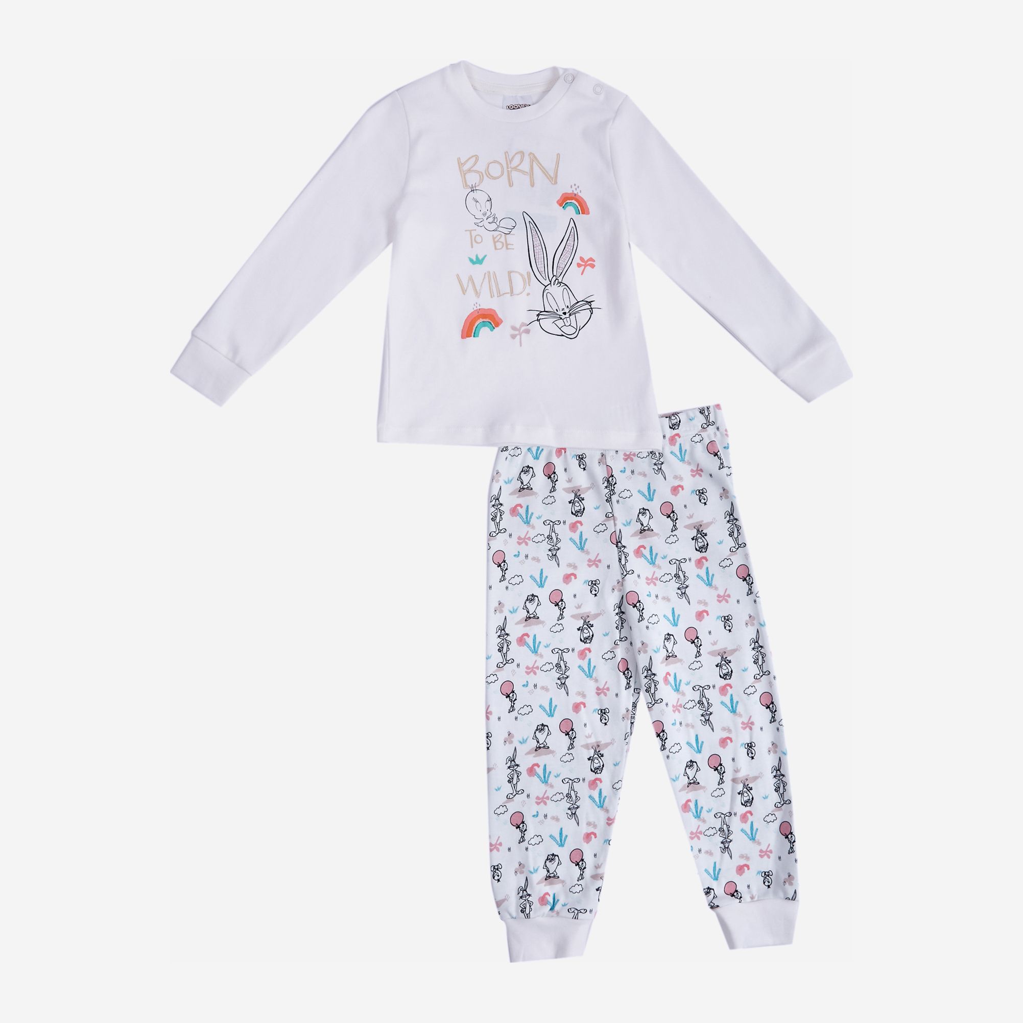 

Пижама (футболка с длинными рукавами + штаны) Cimpa Looney Tunes LT18514 98 см Белая