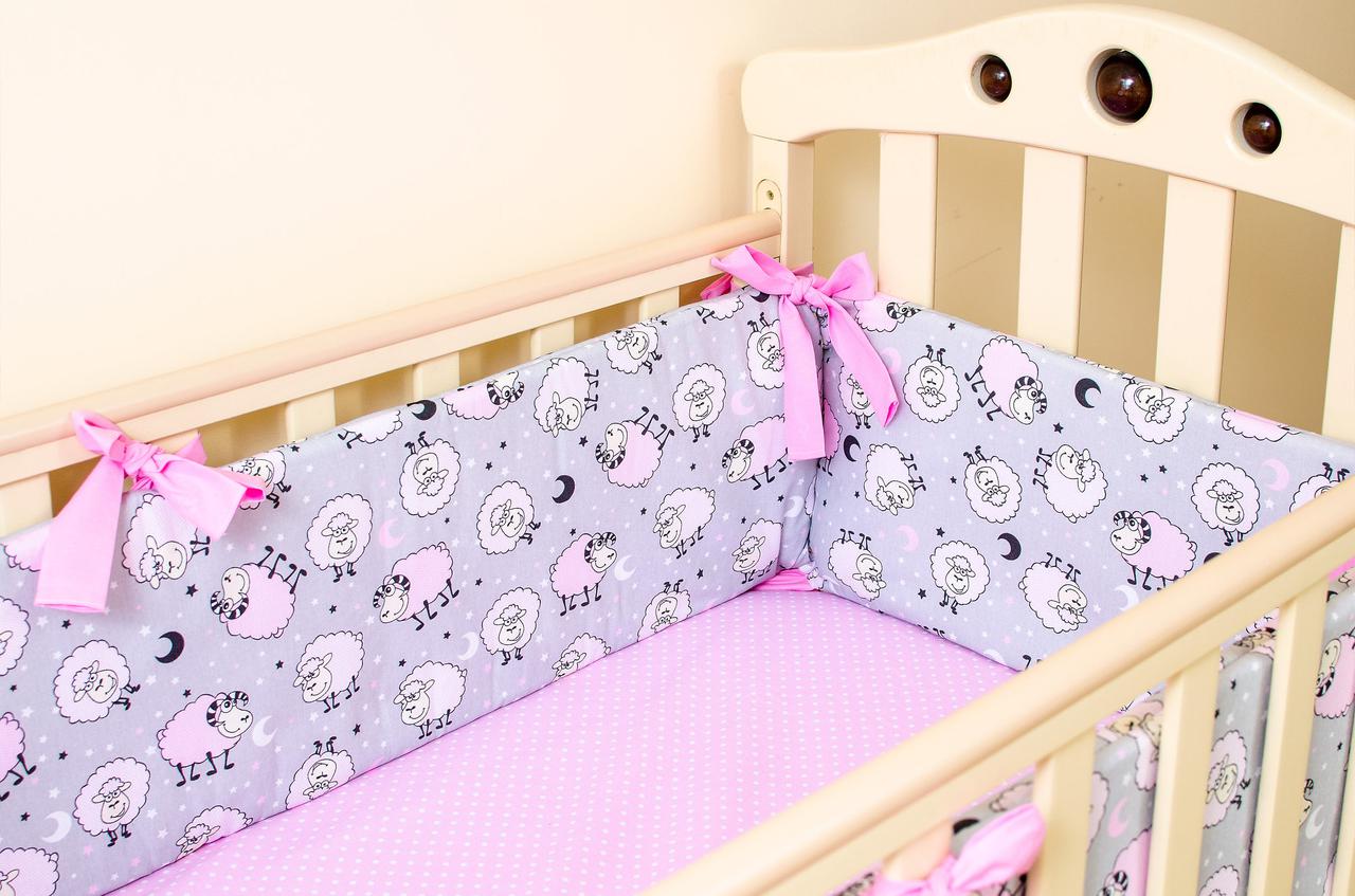 

Бортики в детскую кроватку BabySoon 12940 Розовые барашки 360см х 27см (515)