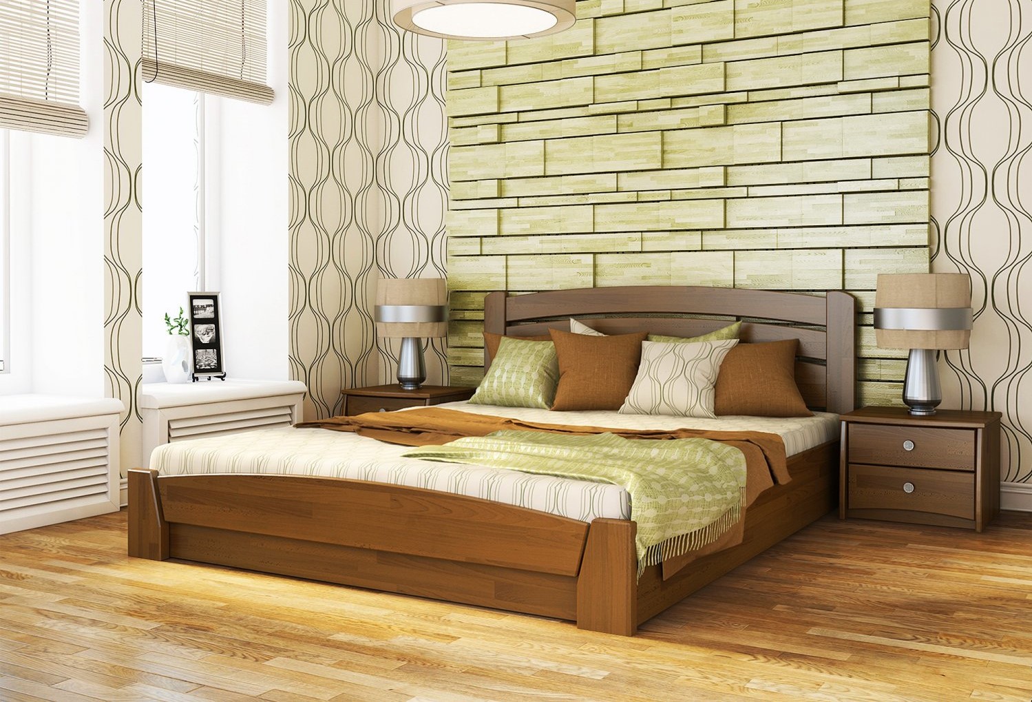 

Деревянная кровать Эстелла Селена Аури из щита бука 200х180 Светлый орех