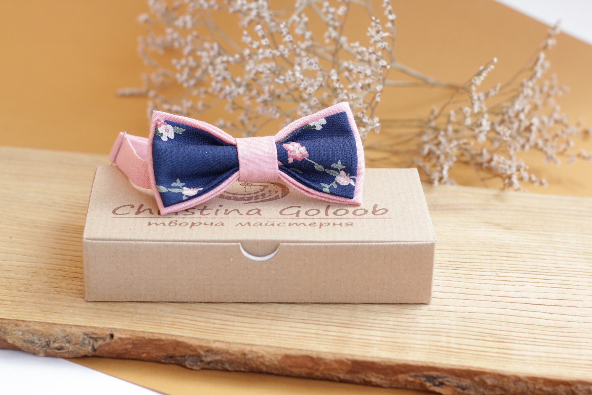 

Галстук-бабочка Christina Goloob Romantik  Пудровый с синим, Галстук-бабочка Christina Goloob Romantik one size Пудровый с синим