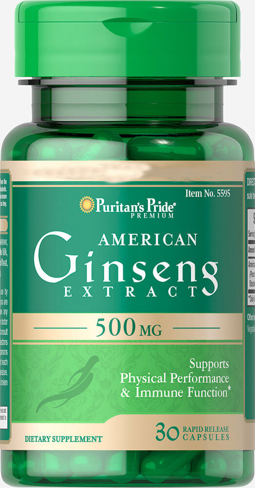 

Специальный продукт Puritan's Pride American Ginseng Extract 500 mg 30 капсул (4384302560)