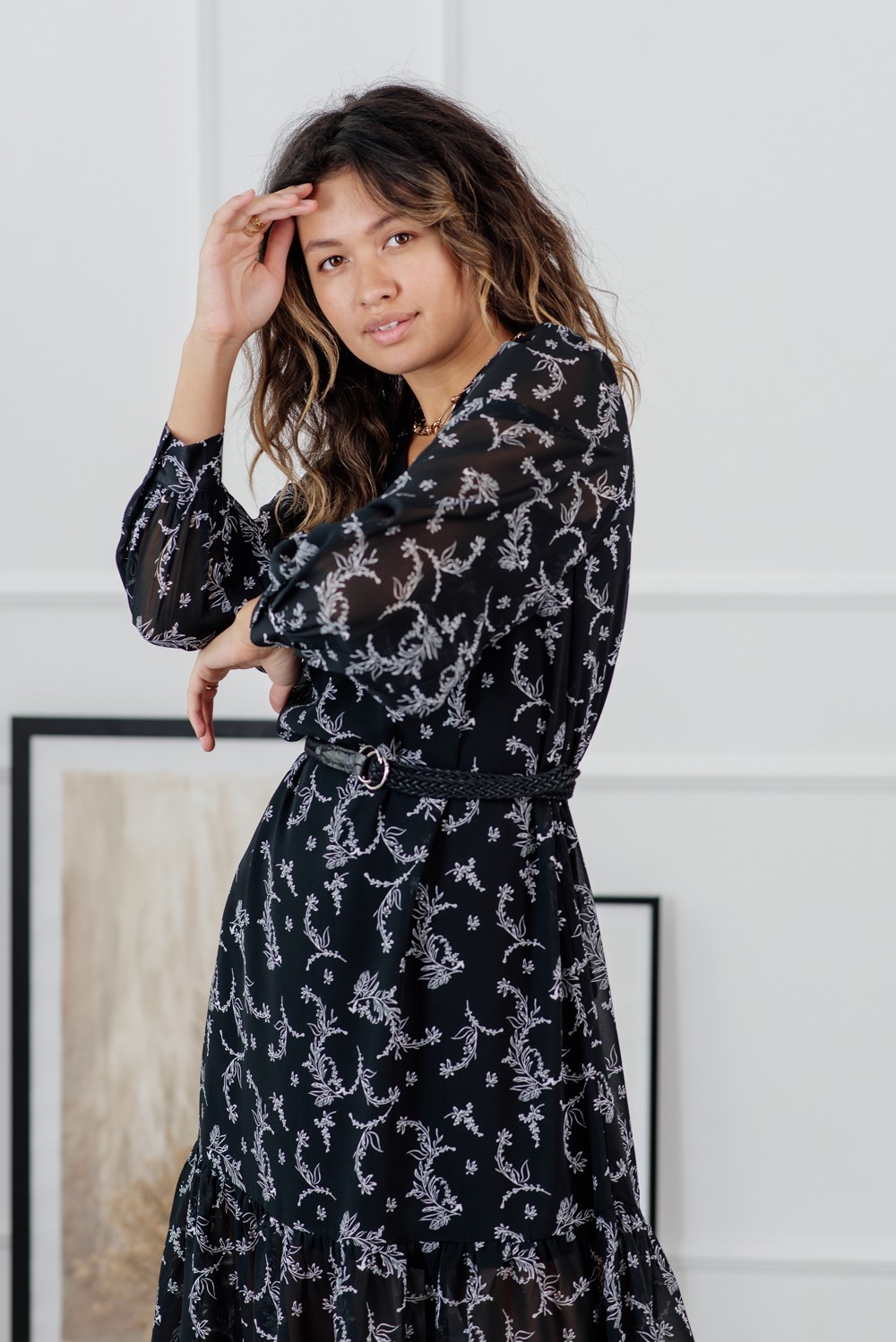 

Шифонове плаття міді Azuri 0036  Чорний, Шифонове плаття міді Azuri 0036 S Чорний