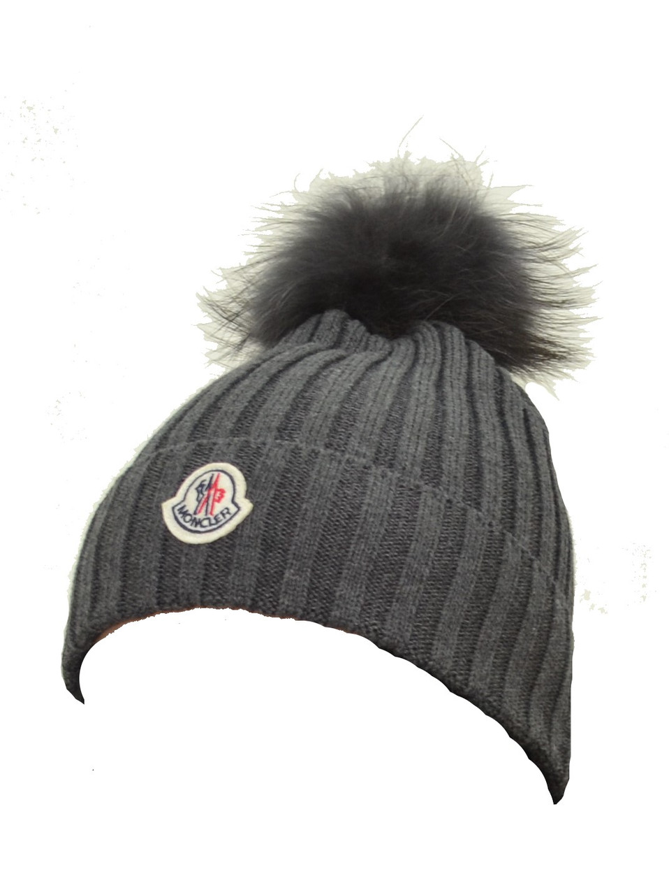 

Шапка женская Moncler Patch Pompom Beanie Hat MG-10007 D. Grey