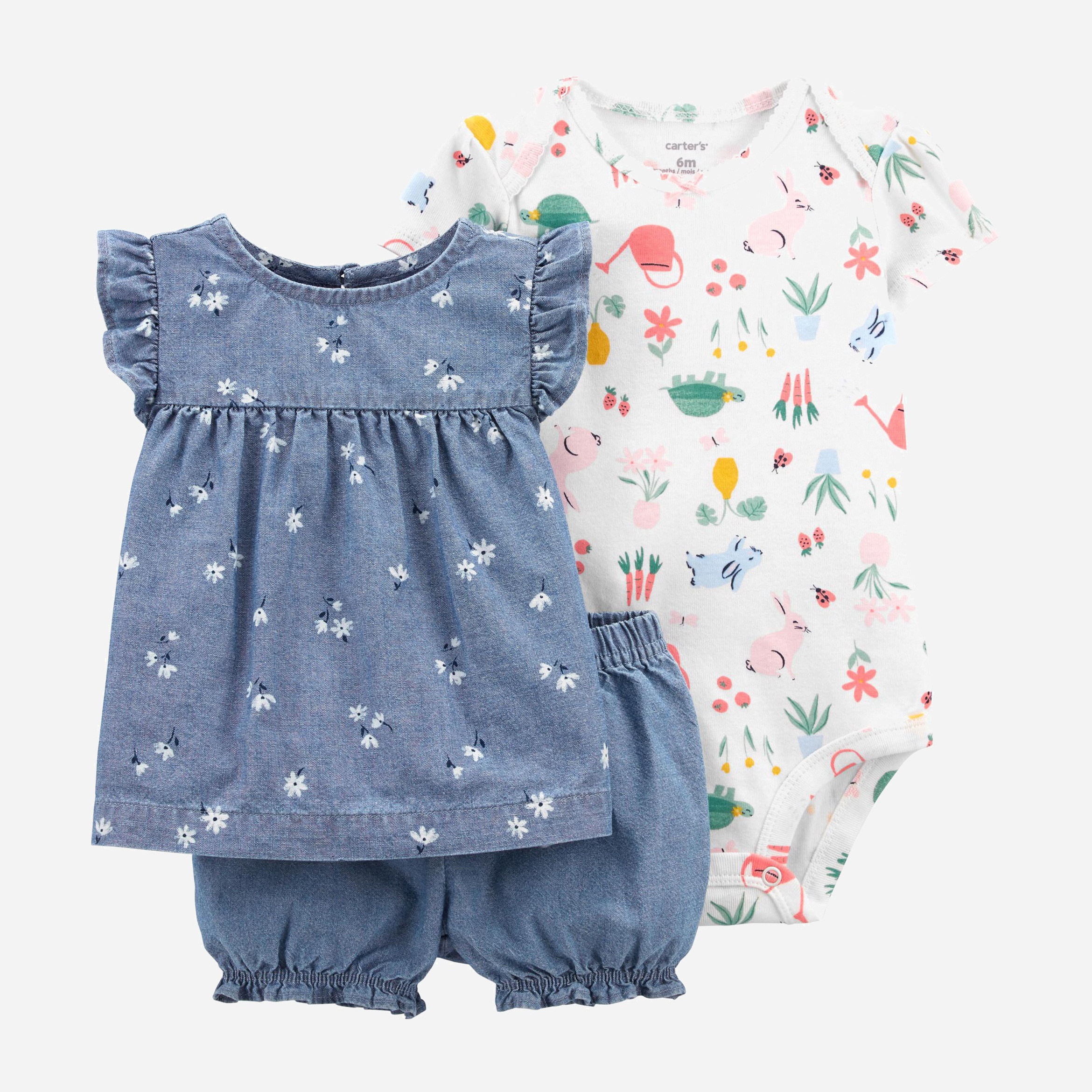 

Комплект (блуза + боди + шорты) Carters 1K443610 72-76 см Multicolor