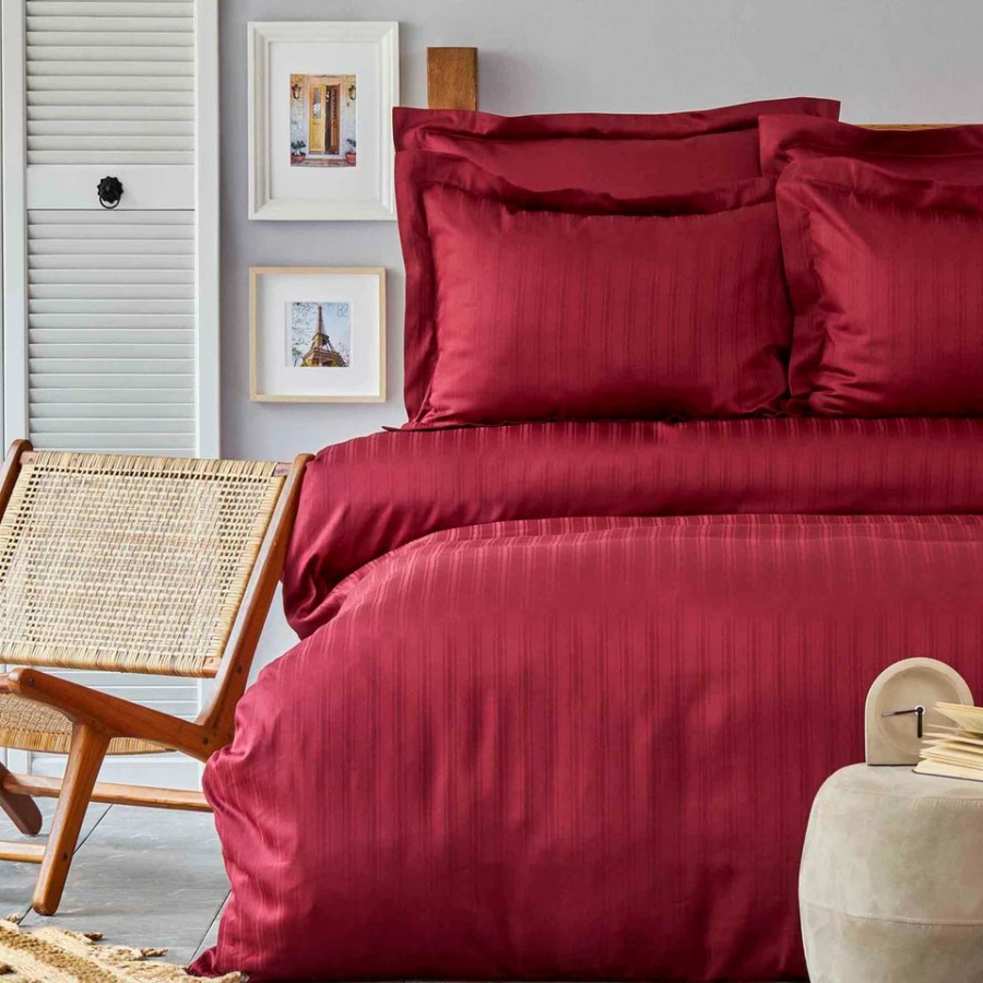 

Постельное белье Karaca Home Charm bold bordo Евро турция, сатин