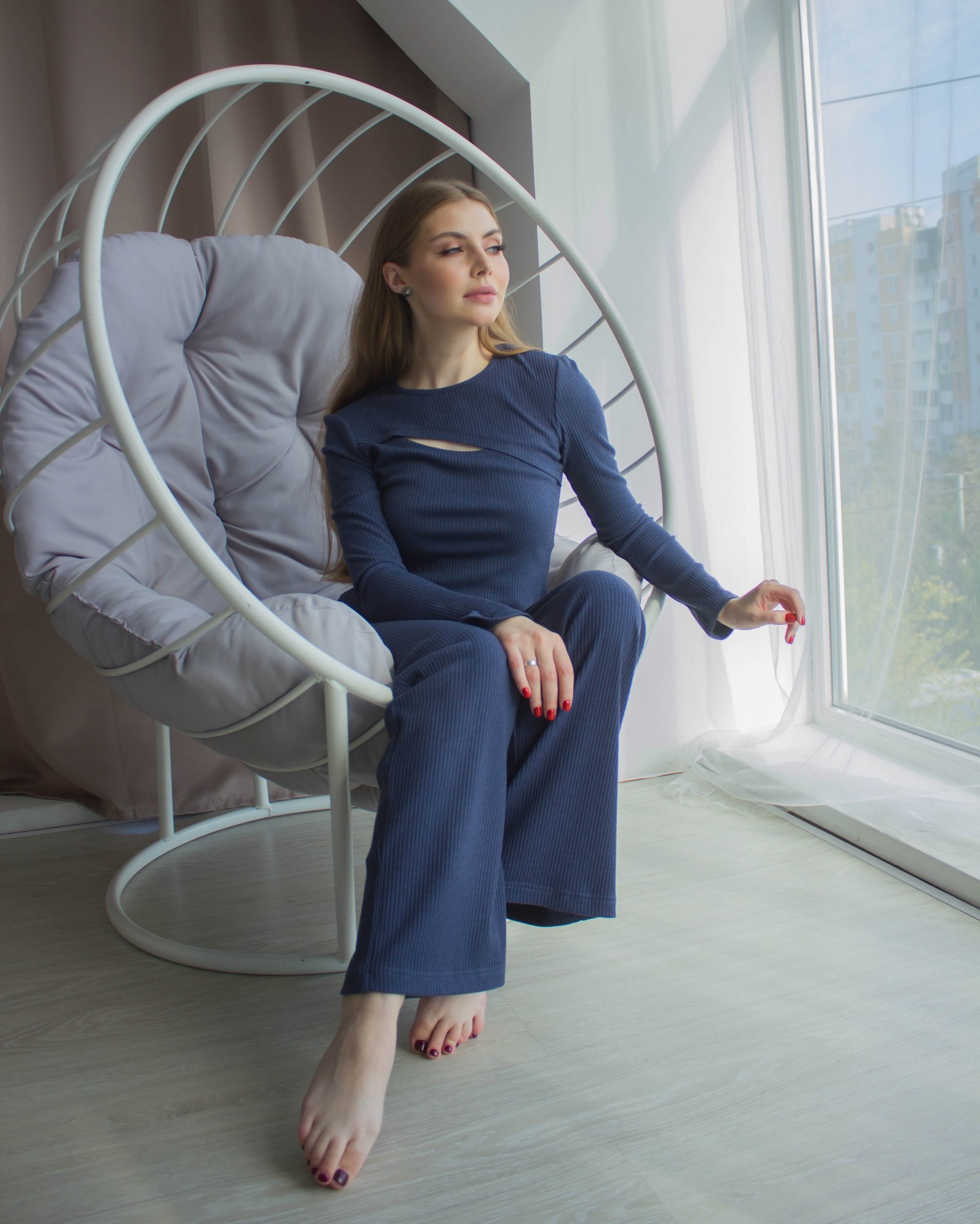

Трикотажный костюм в рубчик женский Neglige 42/44 Синий 8108
