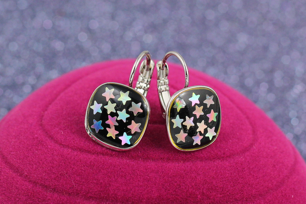 

Серьги Xuping Jewelry французские квадраты со звездами 1,8 см серебристые
