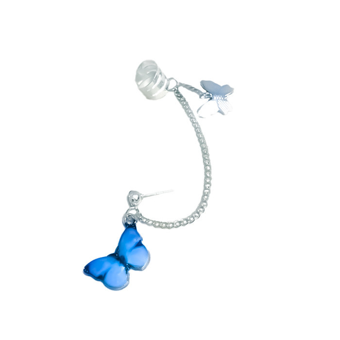 

Серьга Бабочка с черными вставками K-POP на клипсе